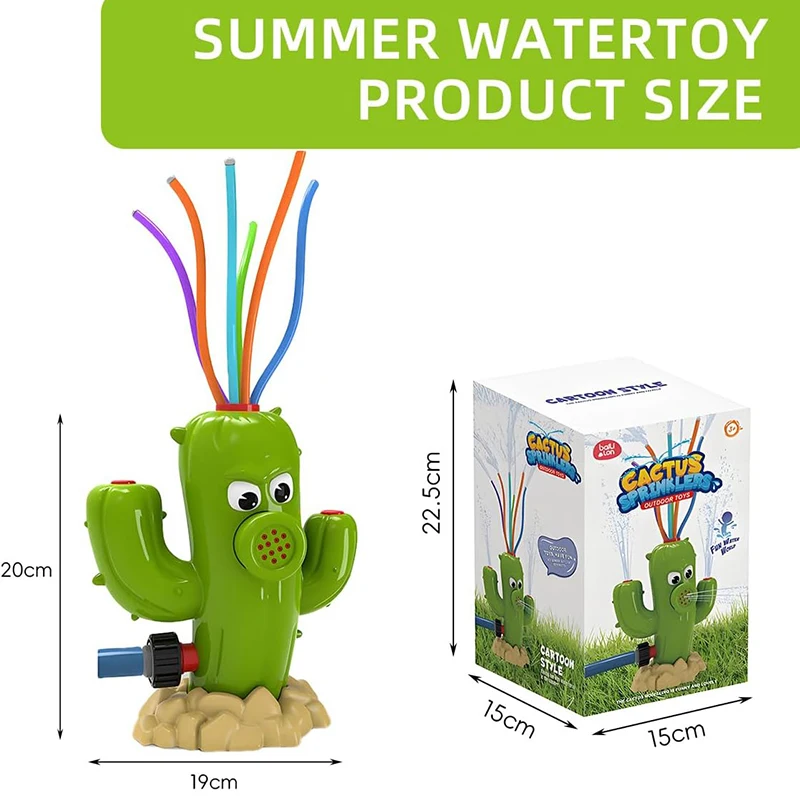 선인장 스프링클러 가족 구성원 야외 물 튀는 장난감 여름 정원 만화 스프링클러 어린이 목욕 장난감
