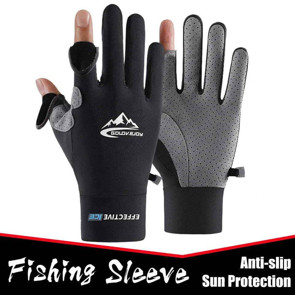 

1Pair Fishing Gloves Outdoor Sun Protection Anti-UV Ice Silk Gloves Anti-slip Breathable Men Women Sports Cycling Running Gloves