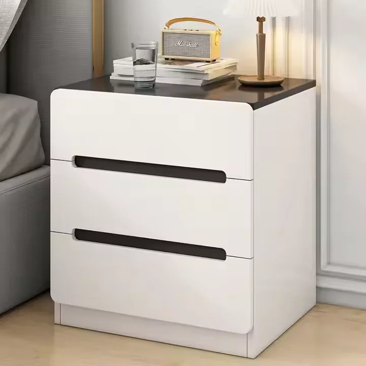 2026 Modern Household Bedroom Bedside Table Intelligent Storage Rack, Simple Modern Household Bedside Table, Internet Famous Gla