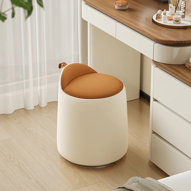 Makeup stool bedroom dresser stool rotating makeup chair Italian round stool leather pier makeup chair low