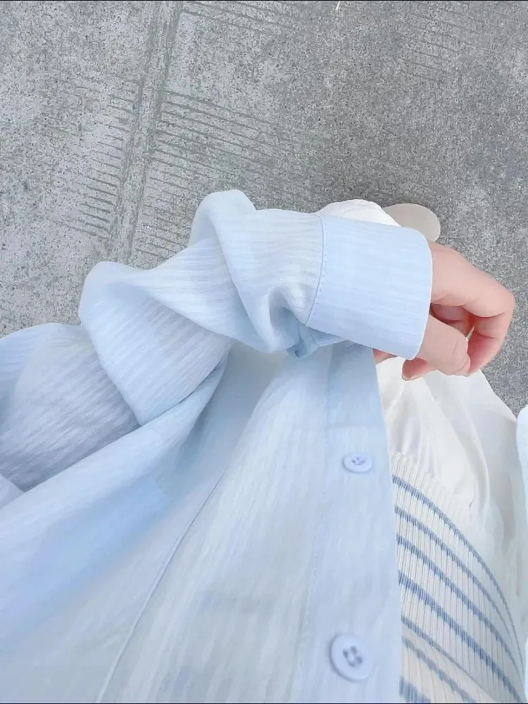 ชุดเกลือฤดูร้อนผู้หญิง Faion ชุด Breathable ort ลายด้านบนบางป้องกันแสงแดด irt ปุ่มคอสองชิ้น