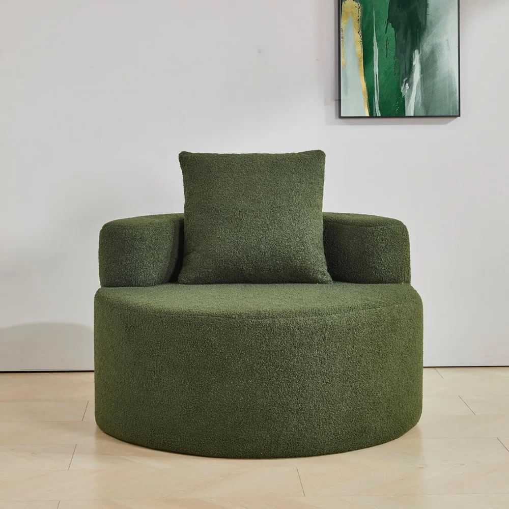 كرسي مريح لغرفة المعيشة مع وسادة من قماش تيدي وتصميم دائري