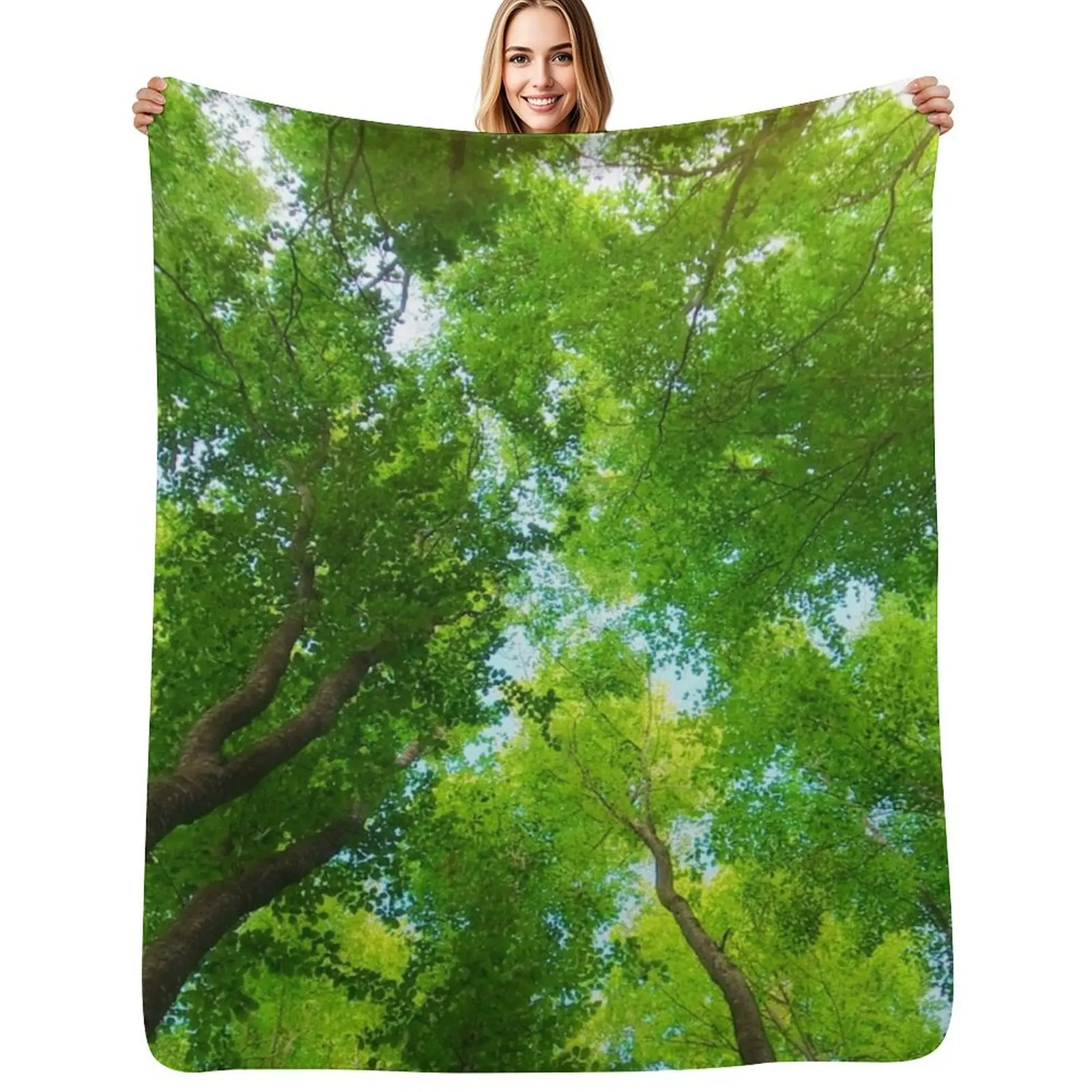 Green Forest Earth Kingdom Beautiful Designs Throw Blanket Foldable Soft Warm Blanket for Outdoor Use