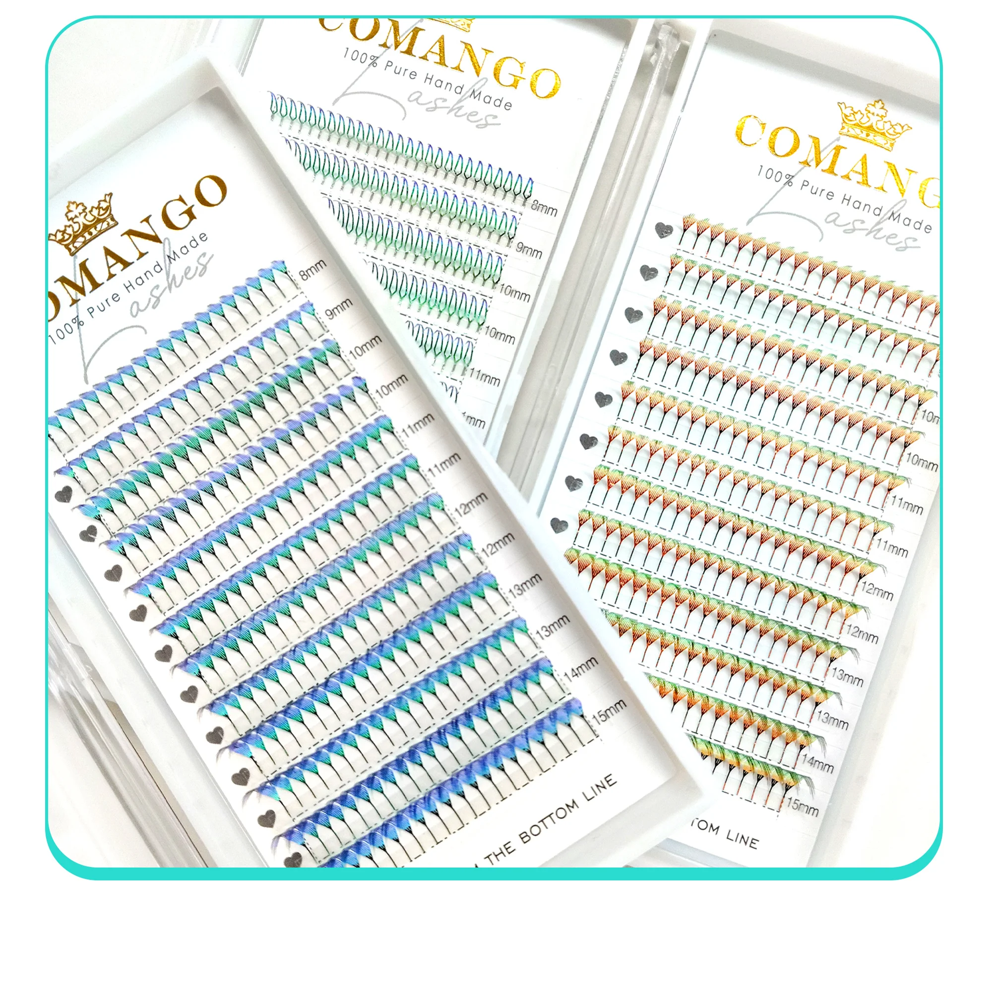 CoMango Glamouröse Comic-Spire-Wimpernverlängerungen Hochwertige doppelseitige bunte falsche Wimpern 0,07 mm Mix 8–15 mm Wimpern – Detail 7