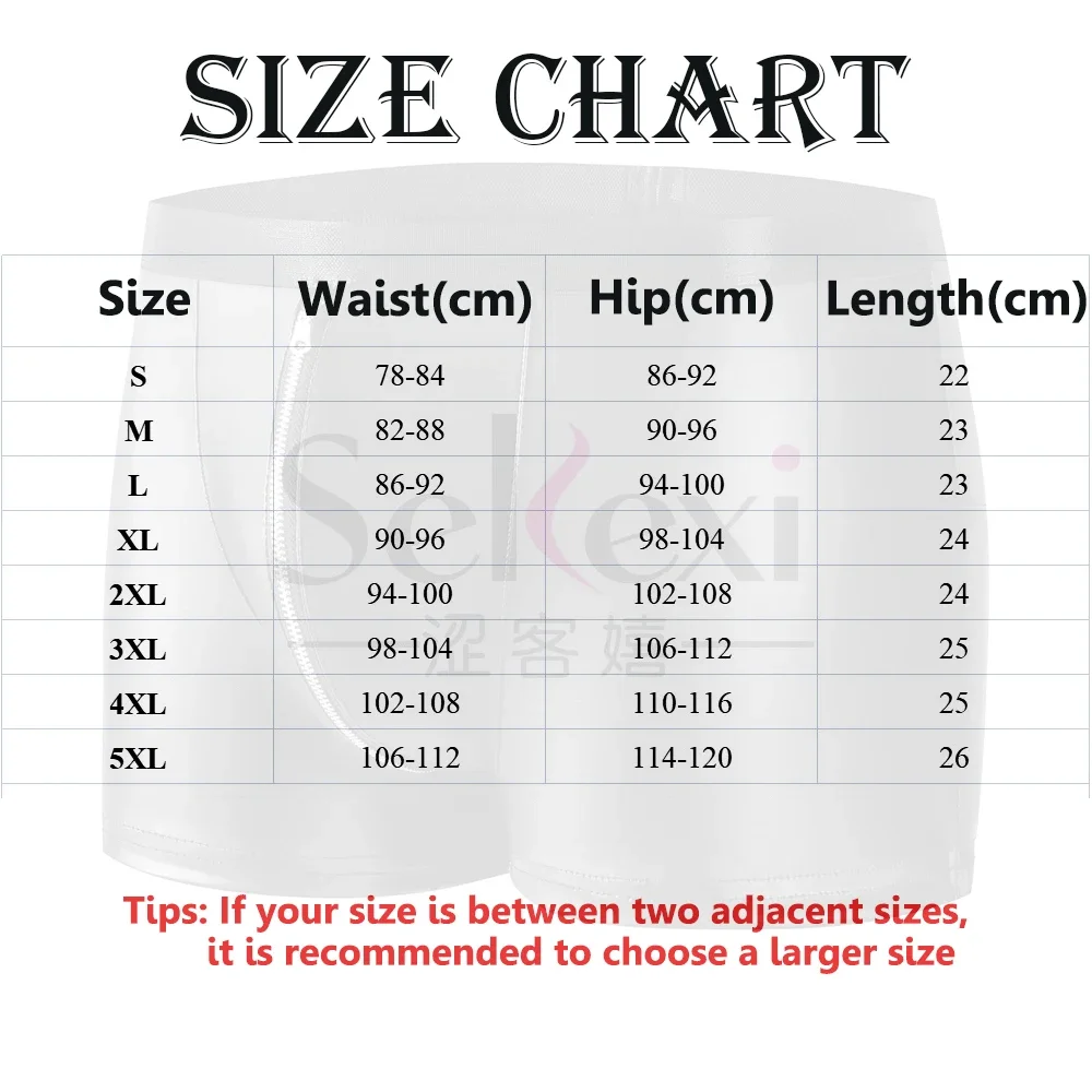 Men\'s Zipper Open Crotch PU Leather Boxers Shorts Sexy Faux Leather Zipper Boxer Tights Boxershorts Male Convex Pouch Underpants