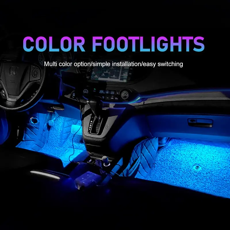 Car Neon Light Foot Light LED Interior Decoration Backlight Cigarette Lighter USB Atmosphere Lamp Vehicle Accessories