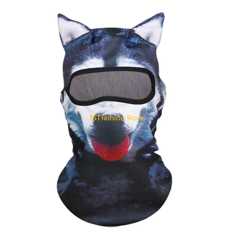 Y5GC 3D Cats Pattern Balaclava Facecover Hat Stretchy Headcover for Sport Enthusiasts