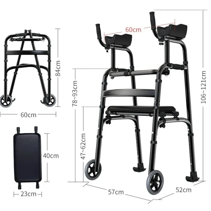 Customizable Elderly Walking Cane Foldable Mobility Walker for Adults Lightweight Crutches Leg Sturdy Assistive