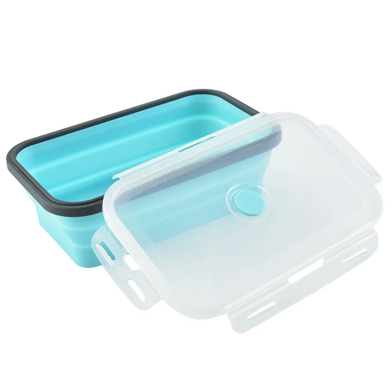 Portable Foldable Silicone Lunch Box Outdoor Picnic Food Storage Containers Bento Box Microwave Heating Kitchen Utensils