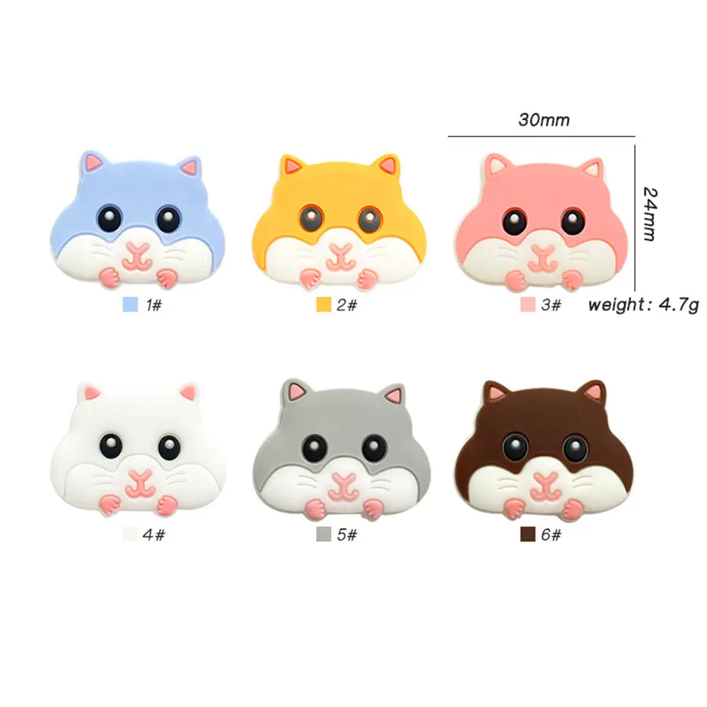 10pcs hamster Silicone focal Beads For Jewelry Making DIY Nipple Chain Bead Pen Handmade Accessories