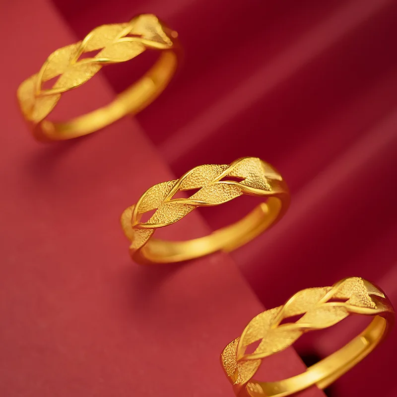Tiktok live panicle peace simple wheat panicle little girl ring wave twist ring Vietnam sand gold for a long time not 9999gold