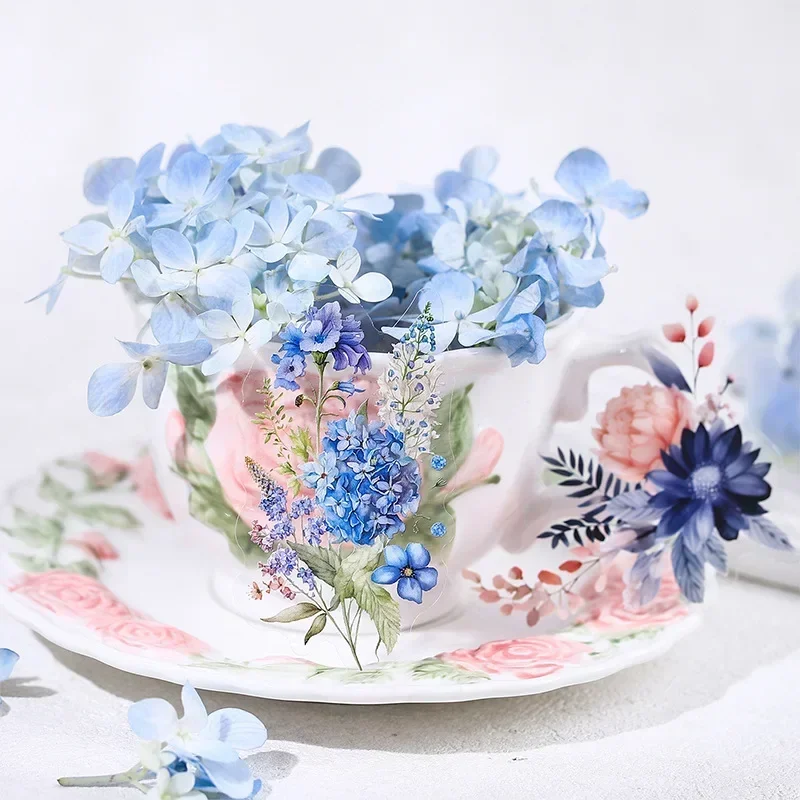 20Sheets Pack watercolor floral PET Stickers Tranquility Flower Season stickers Stationery Supplies Scrapbook cut 150*92mm