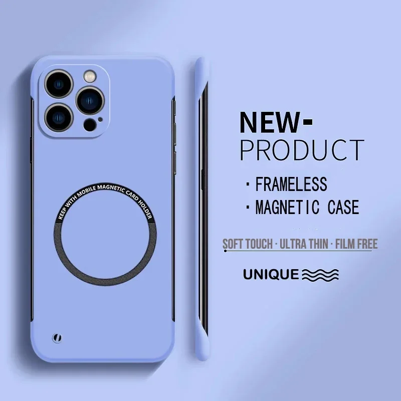Barely-There Magnetic Case for iPhone 16 Pro Max Plus Slim PC Matte Frameless Cover For MagSafe Wireless Charging