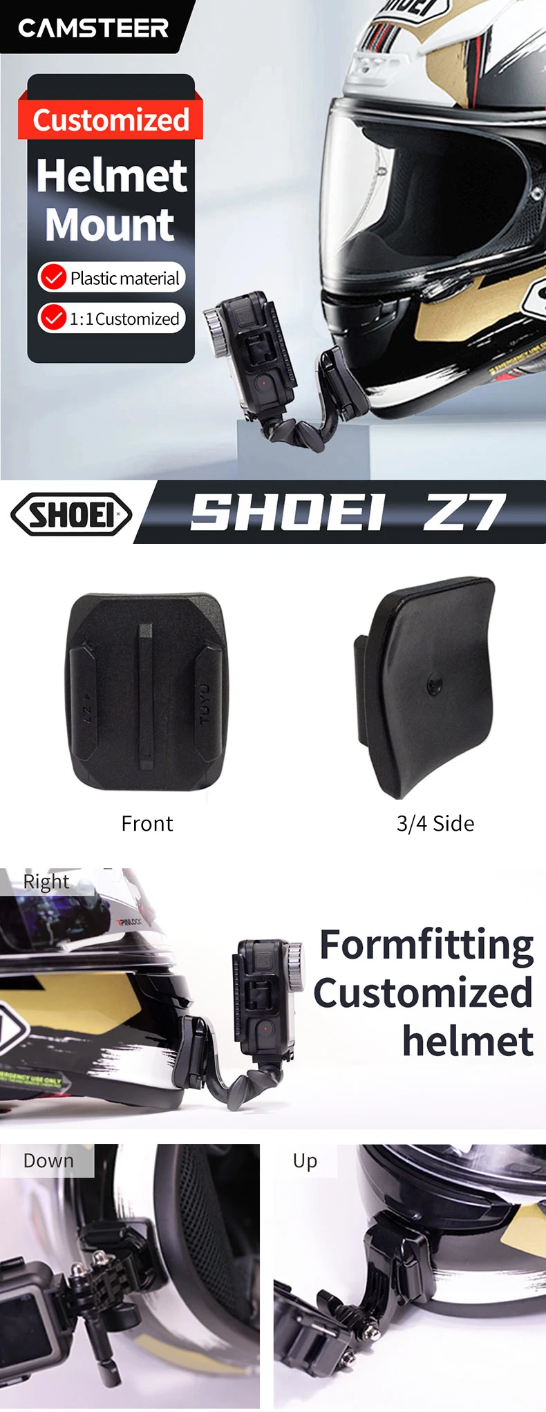 Motorrad Maßgeschneiderte Helm Kinn Halterung für HJC Shoei X14 NXR RF1400 Agv Arai Für GoPro 13 12 11 Insta360 Ace Pro2 X4 X3 DJI 5Pro – Detail 3
