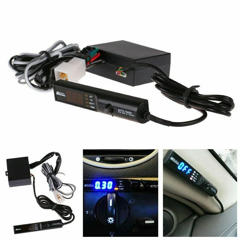 JDM Mod Universal NA Digital Turbo Timer Black Pen‑Control Blue LED Display Fit For Car Aftermarket Turbo Accessory