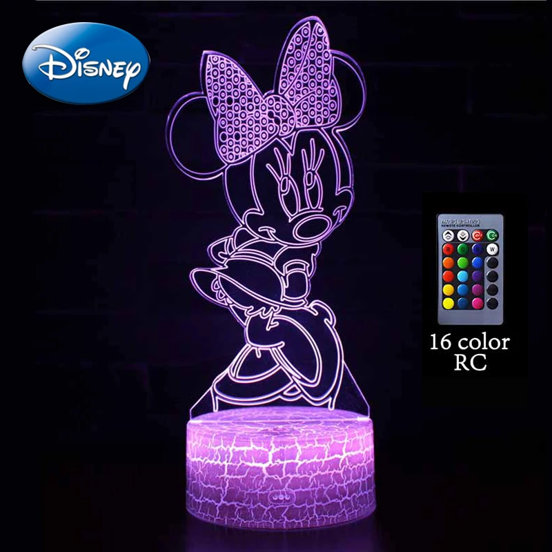 Disney Mickey Minnie Mouse 3D LED Lamp Anime Figures Night Light Table Lamps USB Sleep Neon Lights Home Decor Kids Birthday Gift