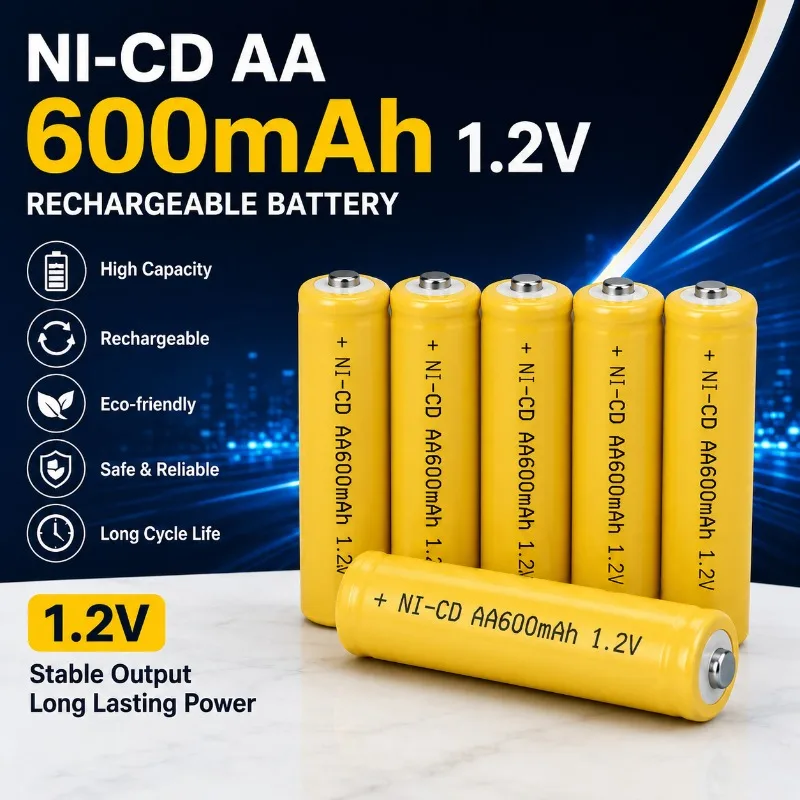 1.2V 600mAh Ni-CD AA Rechargeable Battery Low Self Discharge for Remote Toy Solar Light Flashlight Replacement AA battery cell