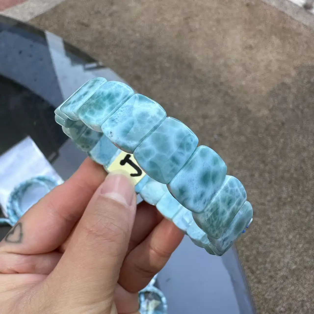 2026 AAA Grade Natural Larimar/Copper Pectolite Bead 10x14mm Bracelet Dominicana Genuine Larimar Gemstone Bangle Woman Wholesale
