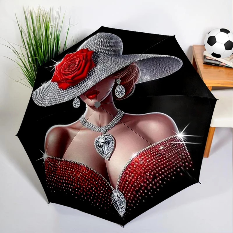 1PC Diamond Woman Umbrella Automatic Open/close, Sturdy Iron Frame & 8-Rib Struct, Umbrella for Women & Men, Christmas Giftss