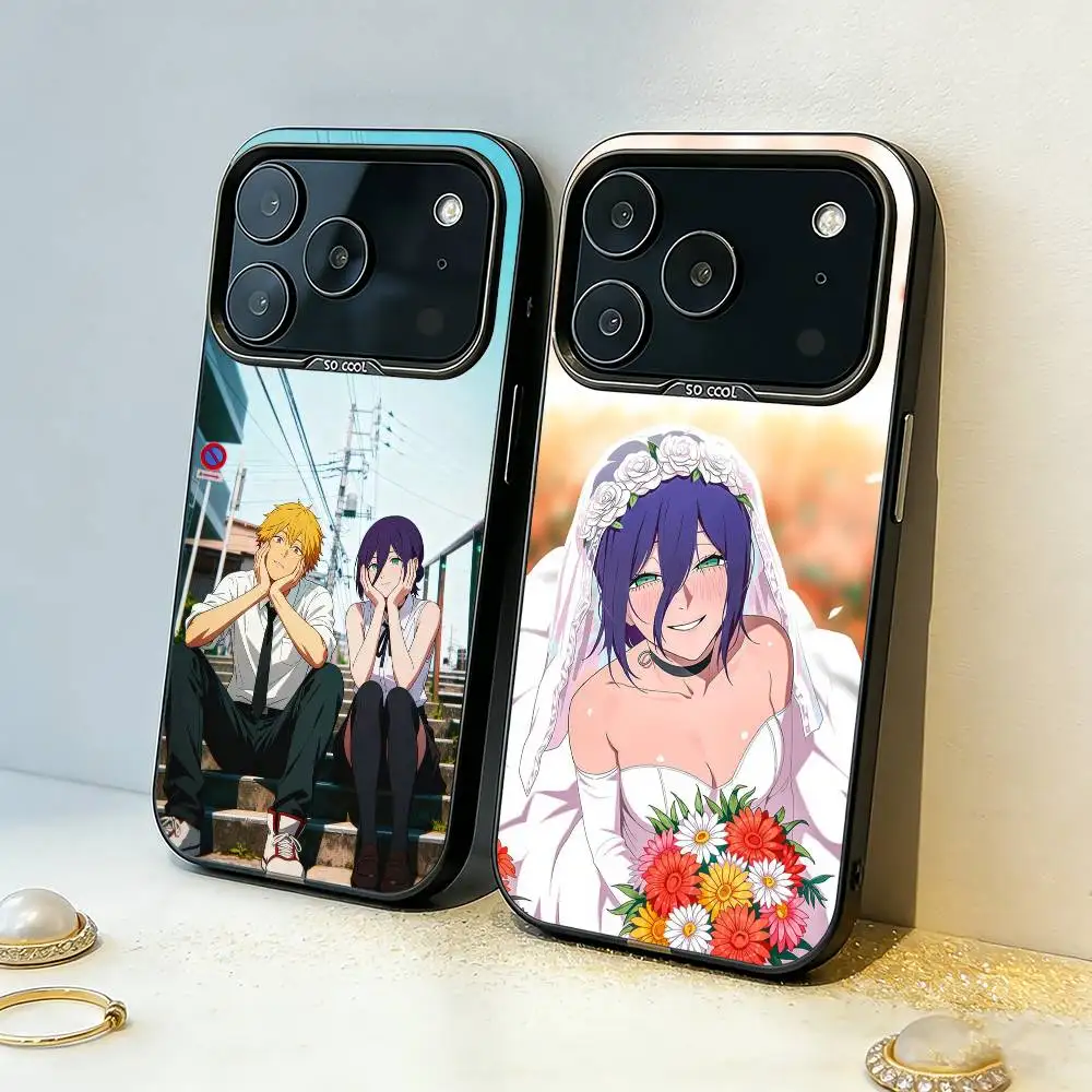 

1PC C-Chainsawman Reze Arc Movie Phone Case For iPhone17,16,15,14,13,12,11,Pro,MAX Gray Matte Silicone Black Cover