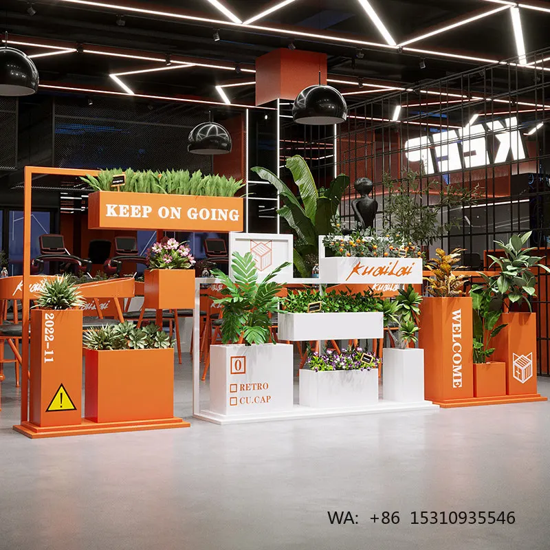 Customizable Outdoor Flower Stand Box Combination Iron Art Partition Fence Creative Industrial-Style Decoration Milk Tea Model