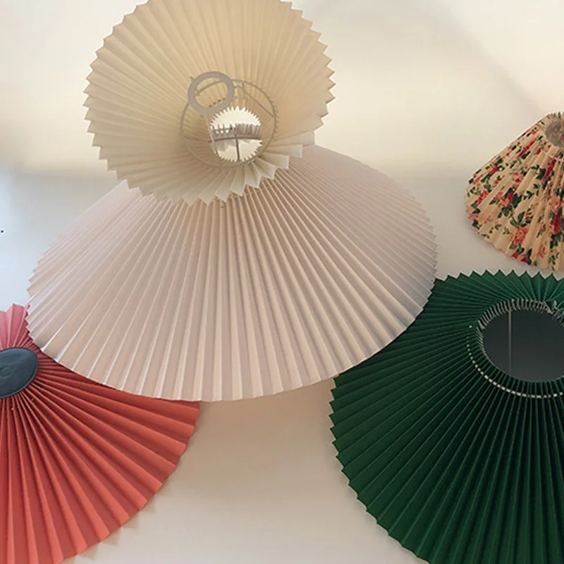 Bottom Opening 24cm Pendant Lampshade Fabric Table Lamp Pleated Lampshade Bedroom Hotel Slant Height 160Mm