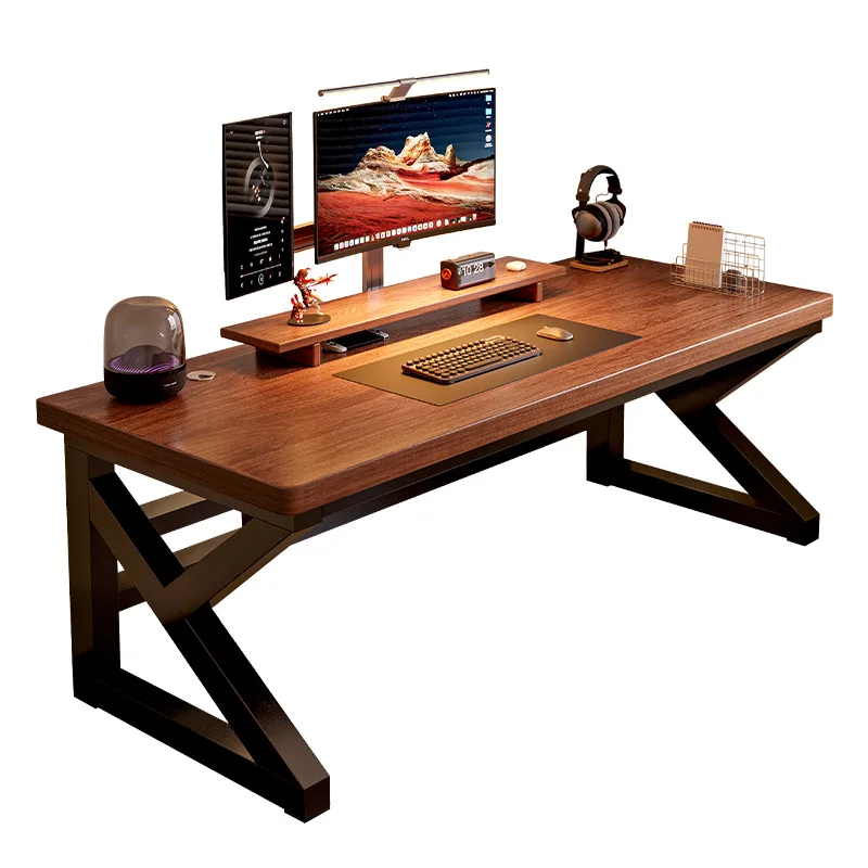 Bedroom Solid Wood Gaming Computer Desk, Double Writing Study Table for Students and Adults Home Use