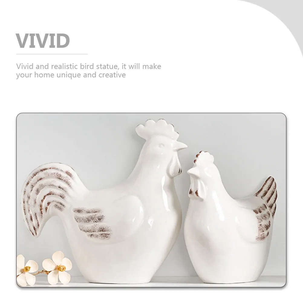

Desktop Rooster Decor Ceramic Material Creative Statues for Indoor Outdoor Garden Room Decoration Adornment Piece