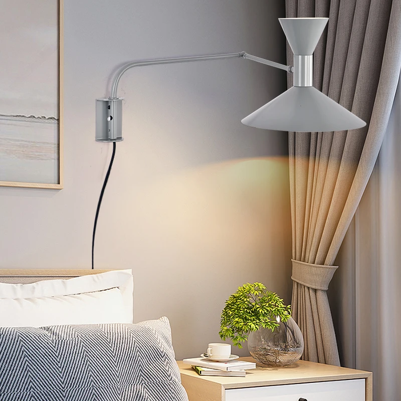 

Nordic postmodern designer creative study living room bedside personality rotatable adjustable angle simple lamp wall lamp