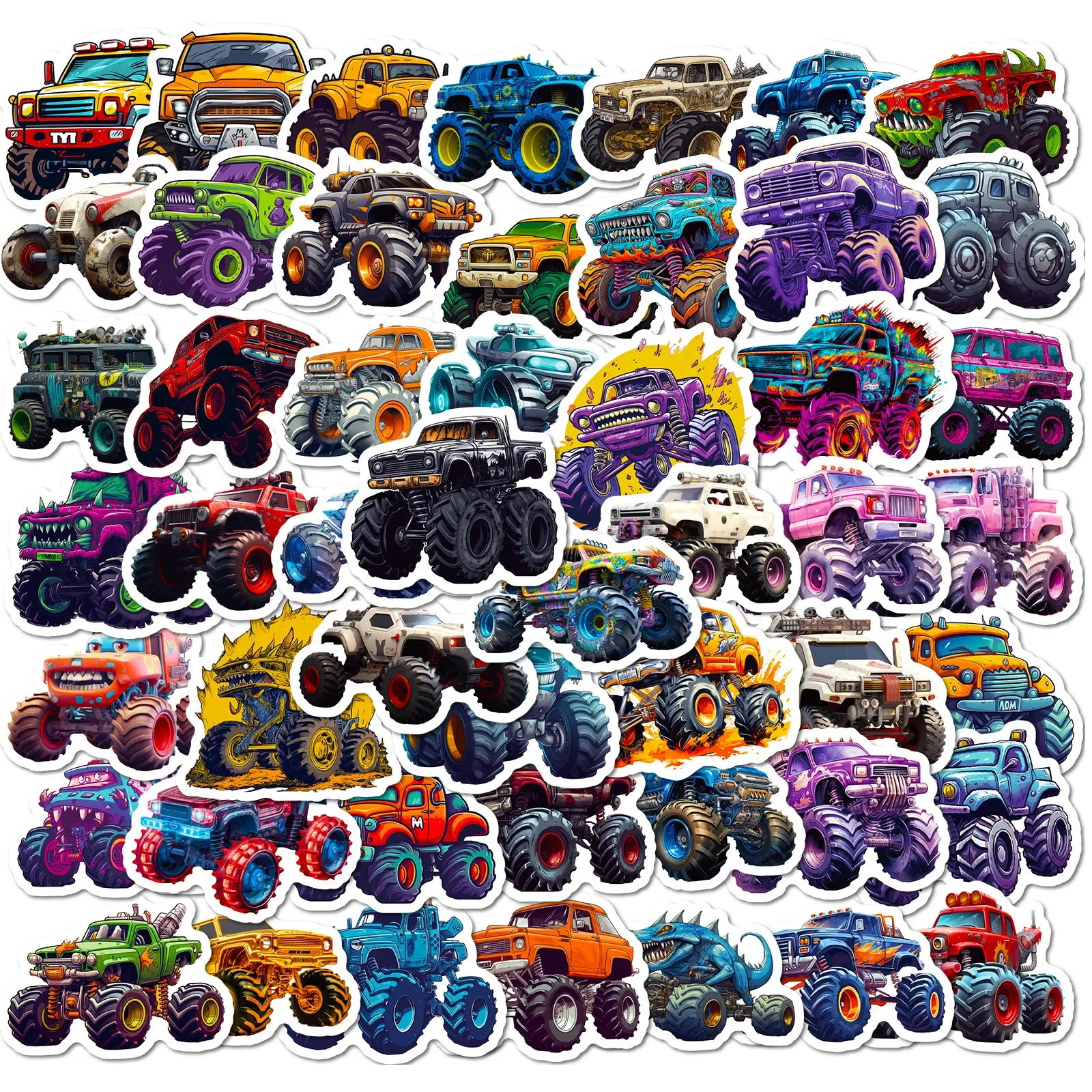 

50pcs JDM Monster Truck Stickers for Car Racing Motorcycle Bike Skateboard Luggage Laptop Phone Case Random Sticker Bomb Decals