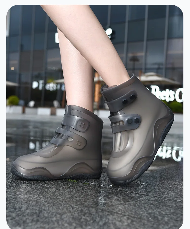 女性用レインブーツ防水靴カバーシリコンレインブーツカバー屋外着用用滑り止め肥厚耐摩耗性大人