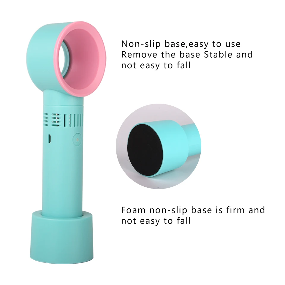 THINKSHOW Portable USB Charging Fan Bladeless Fan Electricity Consumption Weather Mini Machine for Eyelash Extenion False Nail