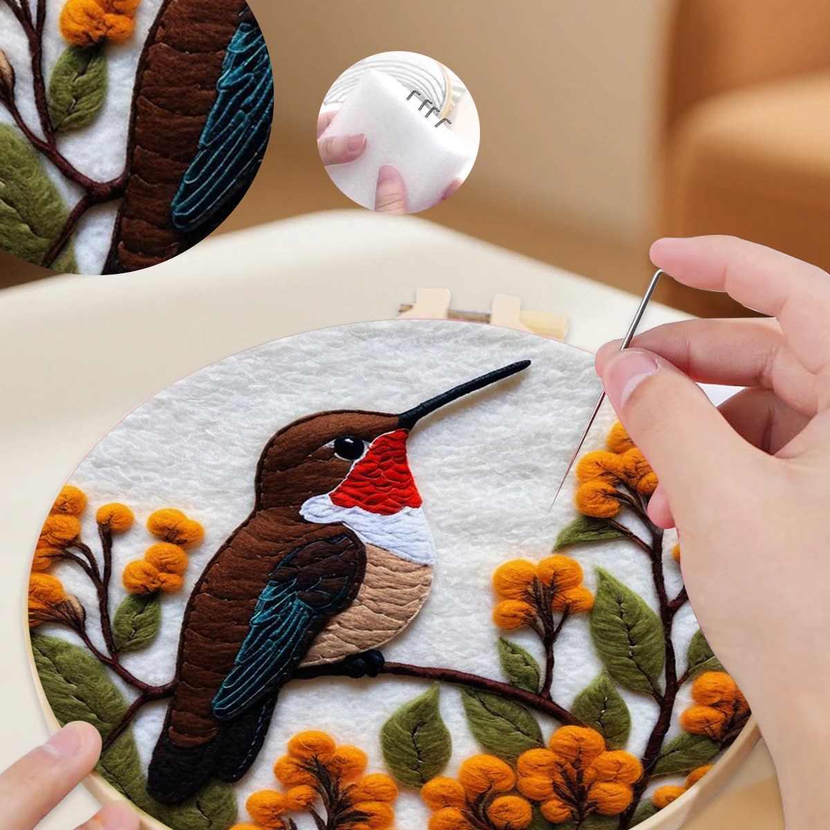 

SDOYUNO Wool Felt Painting bird Wool Felt Kits For Animal Needle Felt Supplies Wool Burlap Set Diy Craft Package Adult Diy Set