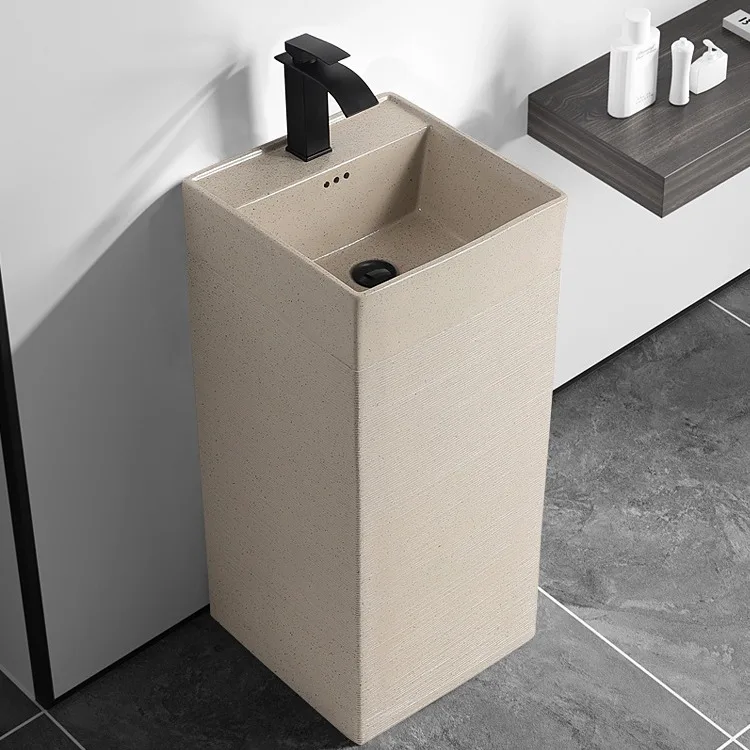 Integrated column washbasin Outdoor courtyard Retro ceramic column basin Bathroom washbasin