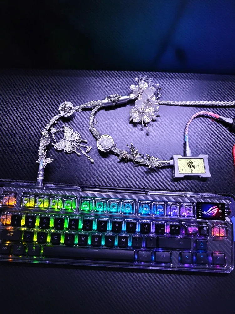 Metal Butterfly 2-in-1 Aviator Keyboard Cable 8 Strands Of Single Crystal Copper Type-c 1.3m 8k Aviation Keyboard Accessories