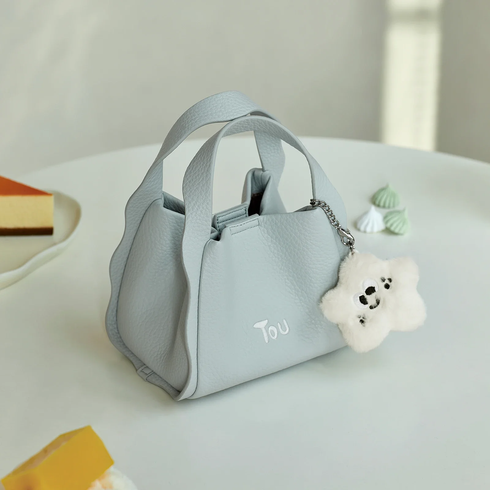 TouTou Women Handbag for Cosmetics Storage Fashion Female Tote Bag Blue Luxury Handbags with Doll Pendant Purse Large Capacity