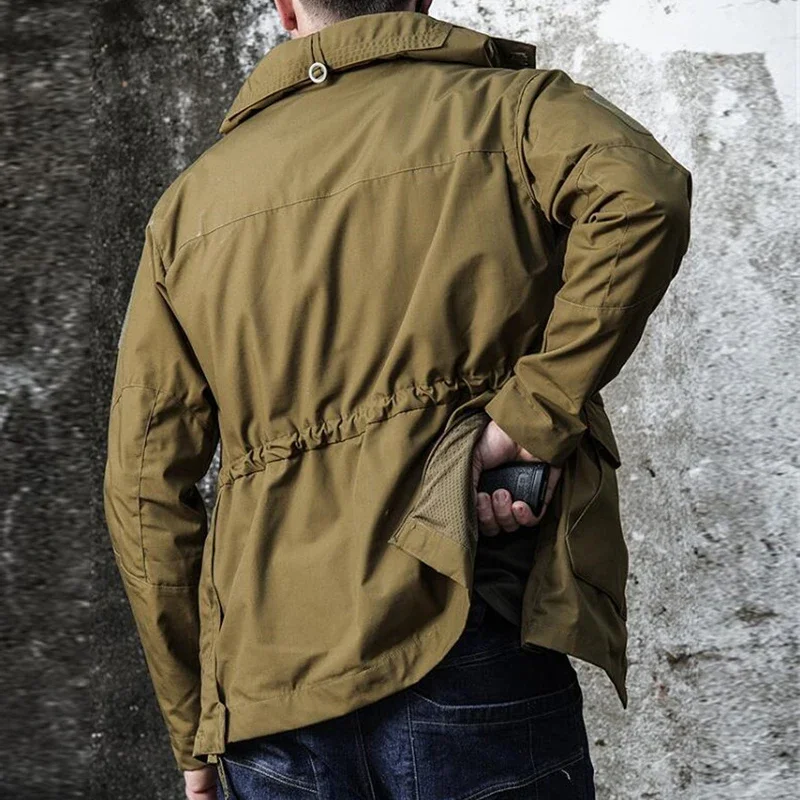 M65 トレーニングジャケット メンズ アウトドア ウィンドブレーカー 防水 フード付きコート 迷彩 タクティカル キャンプ ハンティング ユニフォーム ハイキングウェア