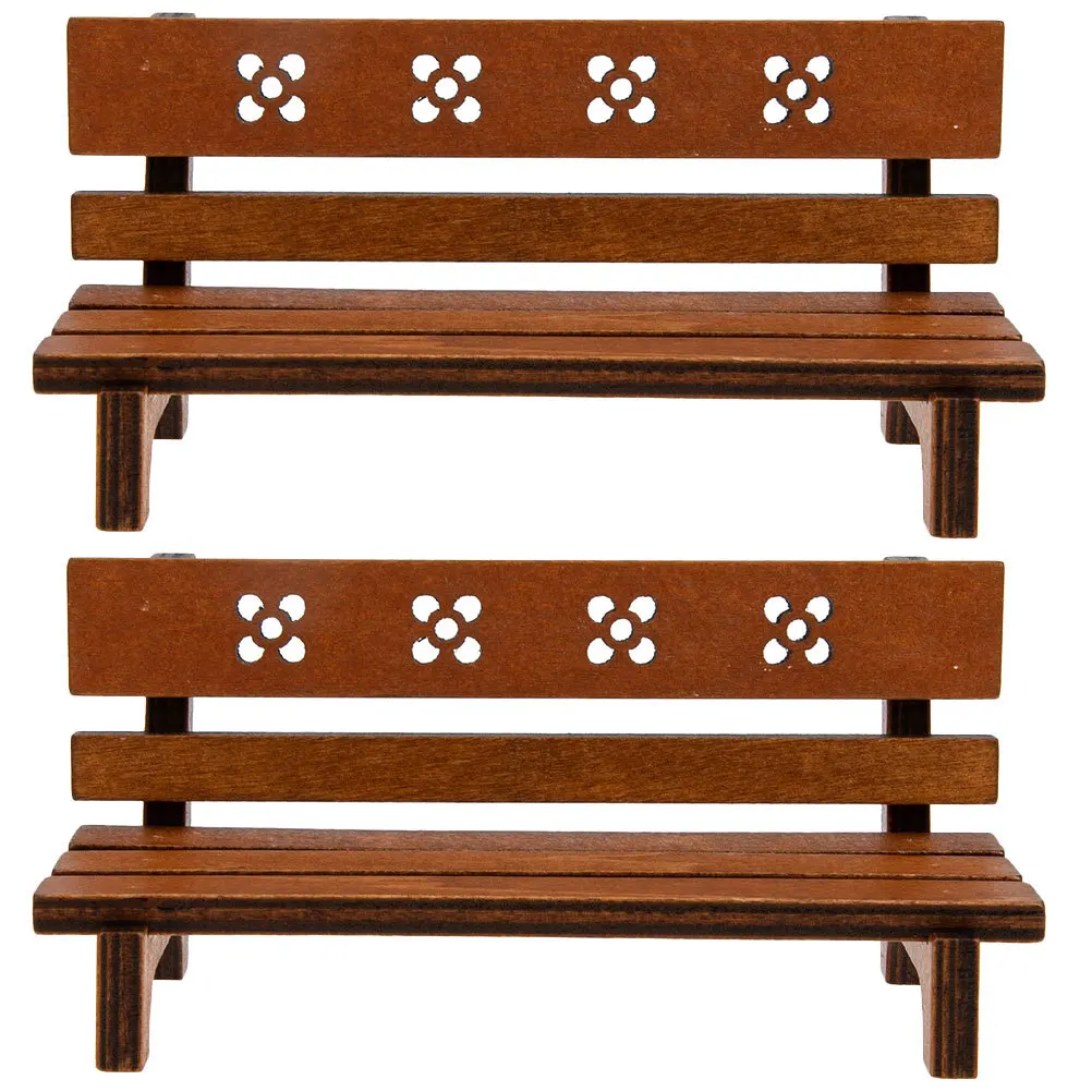2 stuks bank miniatuur houten bank ornament voor tuin landschap micro scène decor mini huis meubelaccessoires