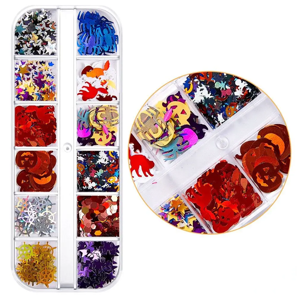 ゴーストカボチャスケルトン DIY ネイル材料マニキュア装飾グリッターフレークハロウィンネイルアートスパンコールスパンコールネイルジュエリー