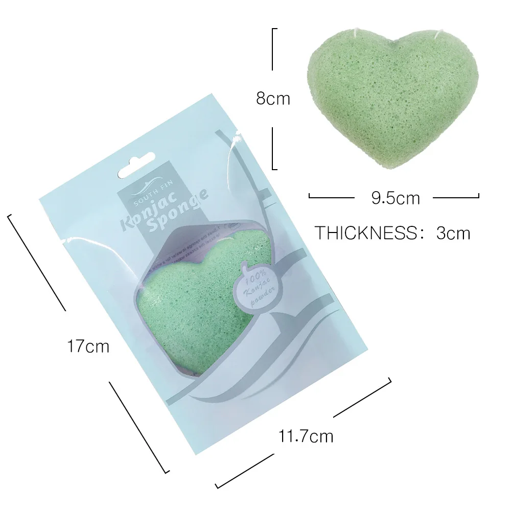 Color Heart-shaped Natural Soft Konjac Facial Puff Face Cleanse Washing Sponge Exfoliator Cleansing Sponge Puff Skin Care Tool