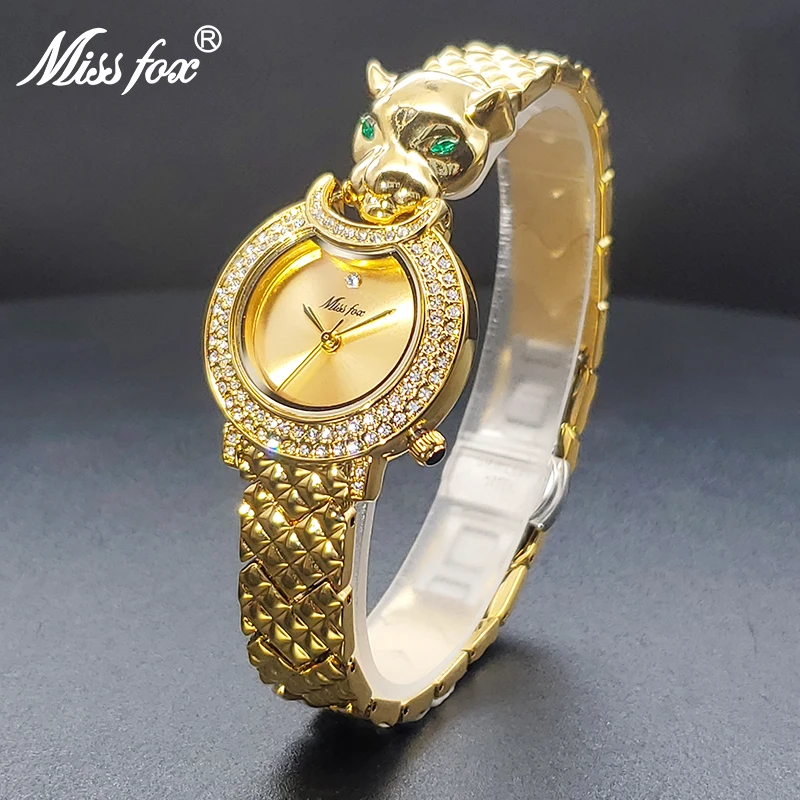 

MISSFOX Gold Women Watch Elegant Stylish Bling Bling Mini Case Quartz Watches For Feamale Small Wrist Clock Vacation Accessior