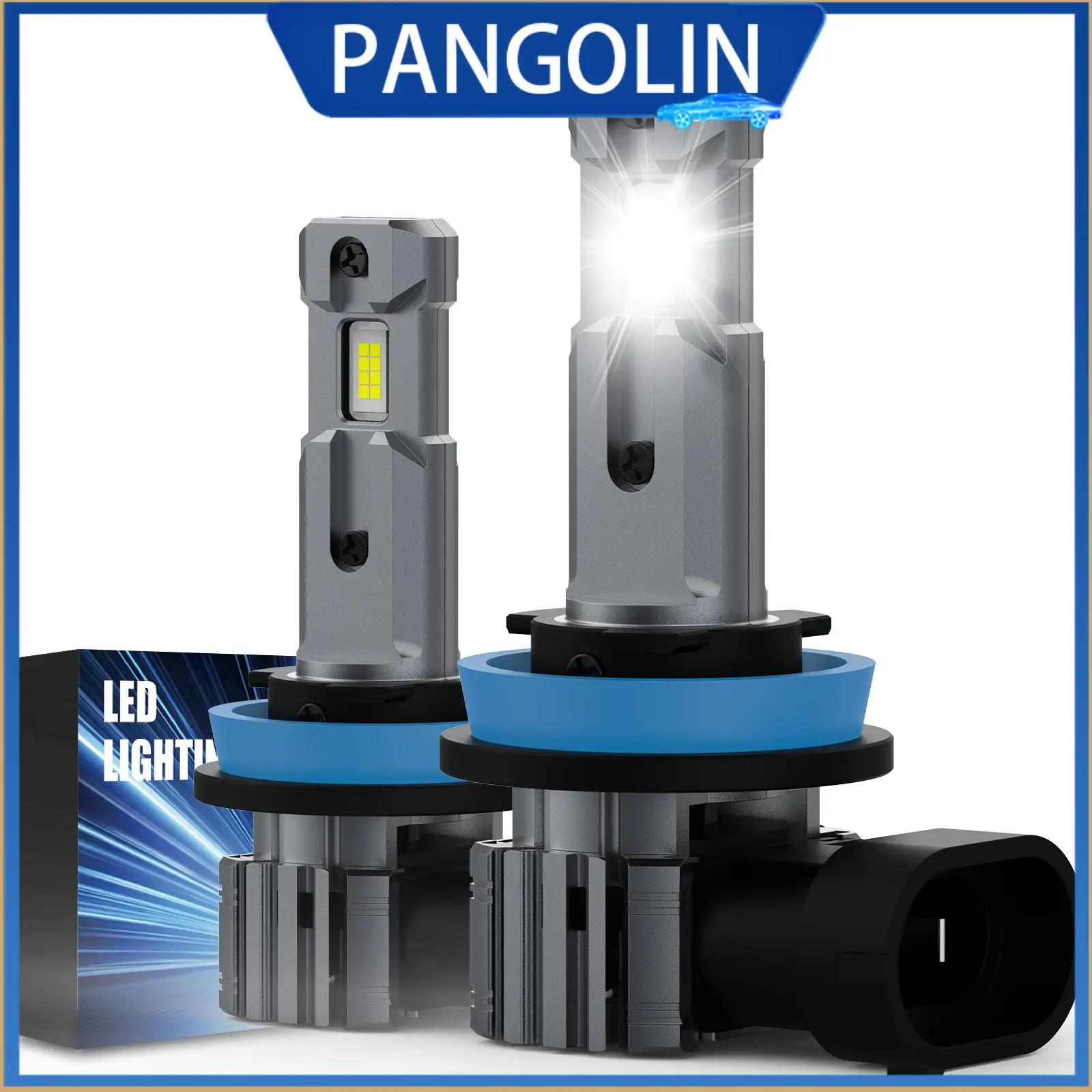 

PANGOLIN 2Pcs H11 LED Headlight Bulbs 20000LM 500% Brighter Mini Car Light 6500K CSP 80W IP68 Waterproof Halogen Replacement