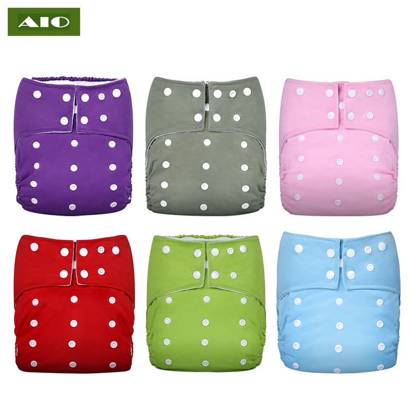 [AIO] Baby Solid Color Nappy Ice Silk Lining Fabric Pocket Cloth Diaper One Opening Fit 3-8 Years Old Kids Protect Baby's ass