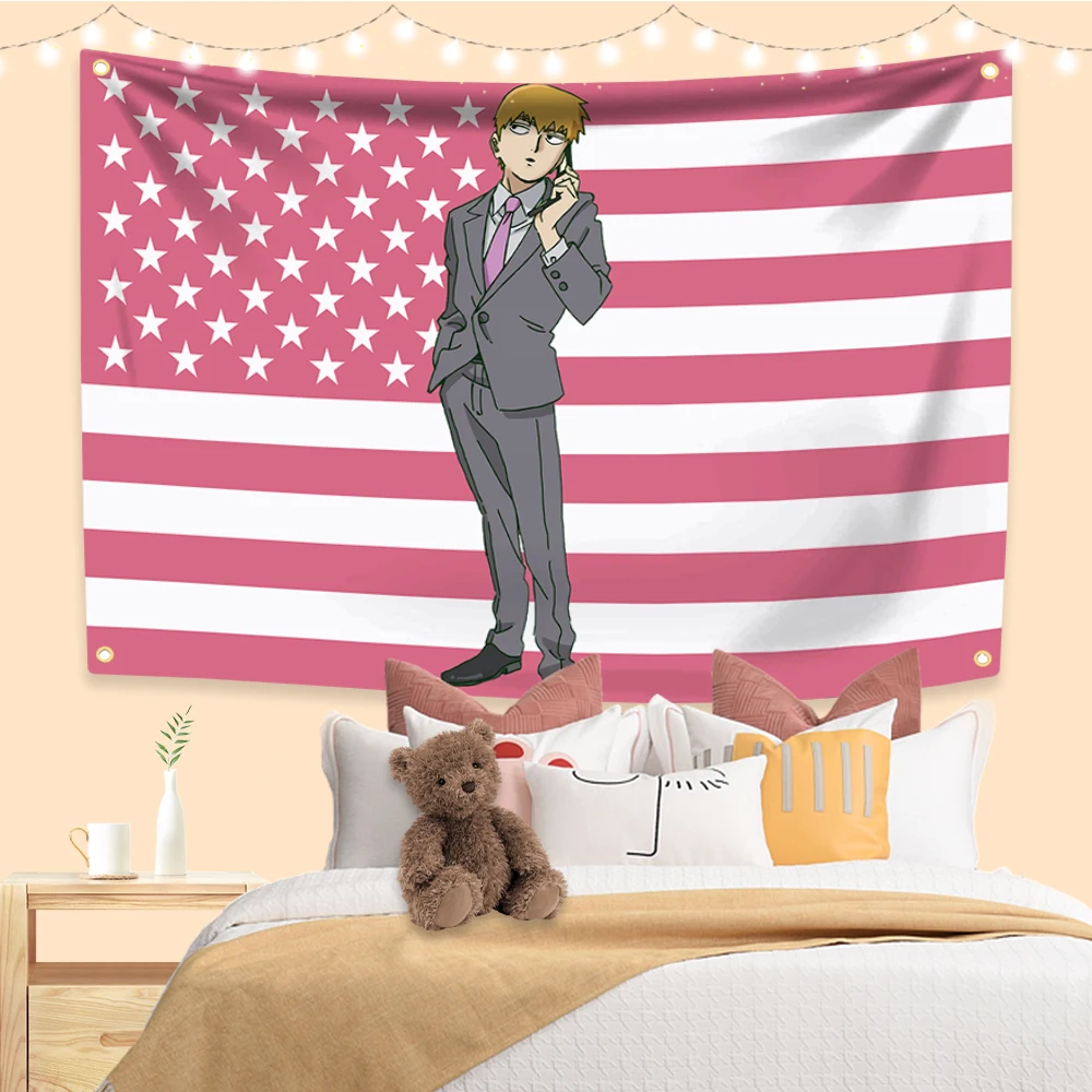 1 pc Arataka Reigens pink flag Tapestry  Colorful Polyester Flag Classic Anime Wall Hanging Background Wall Decor Art Tapestries