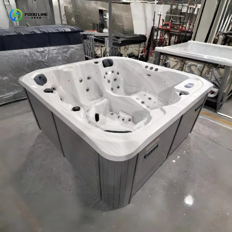 Acrylic Whirlpool Portable Hot Tub, 130 Jets Inflatable Massage Spa, Heated Bubble Pool for Backyard & Terrace