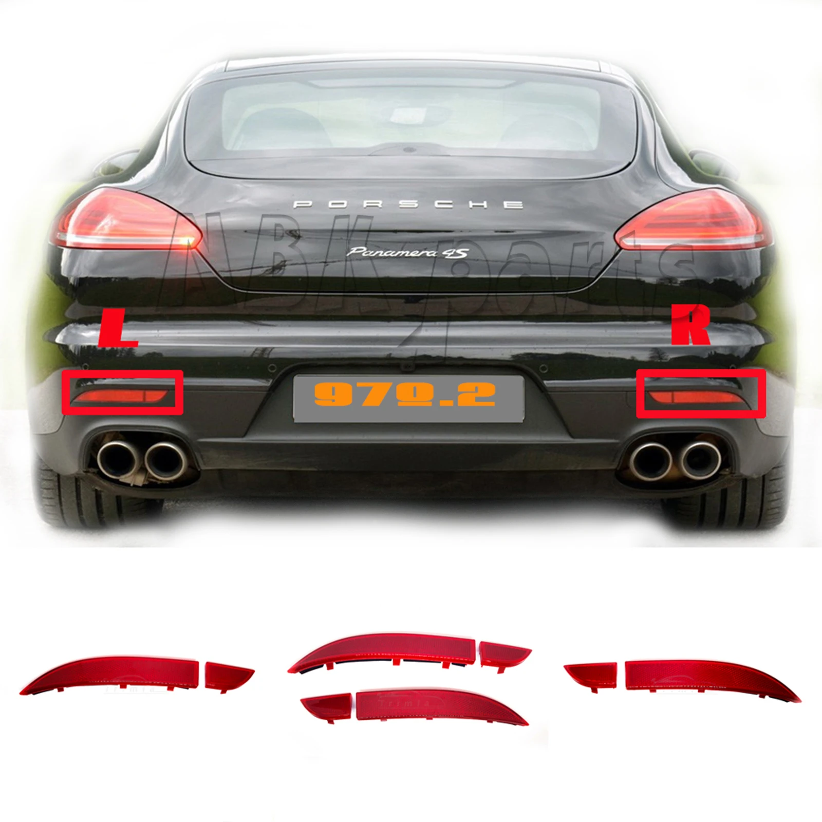 2in1 Fit 14-16 Porsche Panamera 970.2 Base Turbo GTS S Sport Side Rear Fog Reflector Left Right bumper 