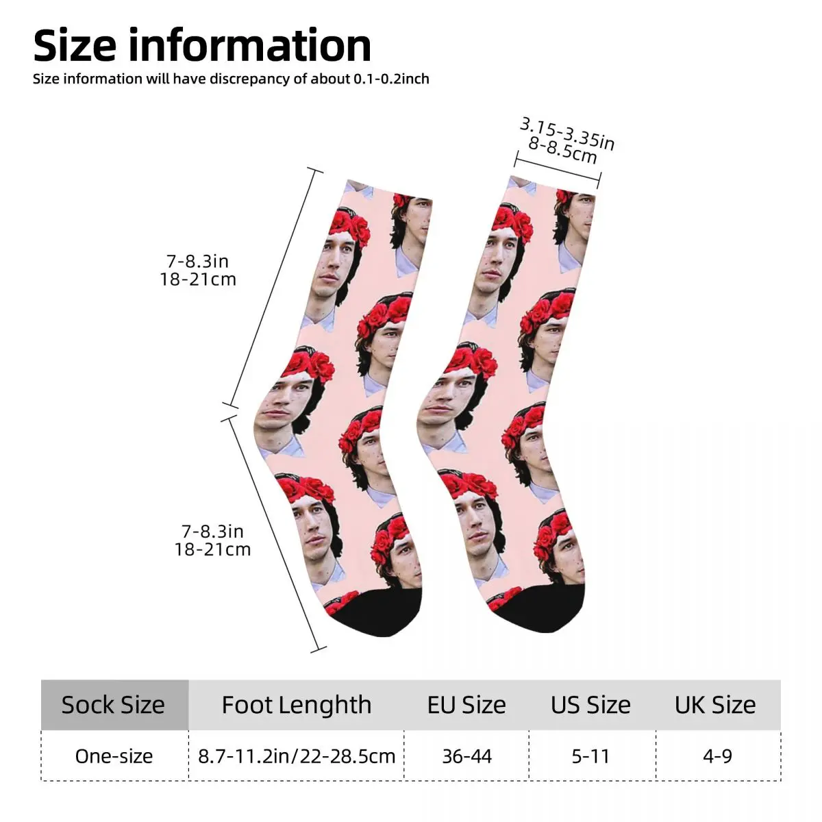 Adam Driver Flower Crown Socks Harajuku Super Soft Stockings All Season Long Socks Accessories for Unisex Gifts