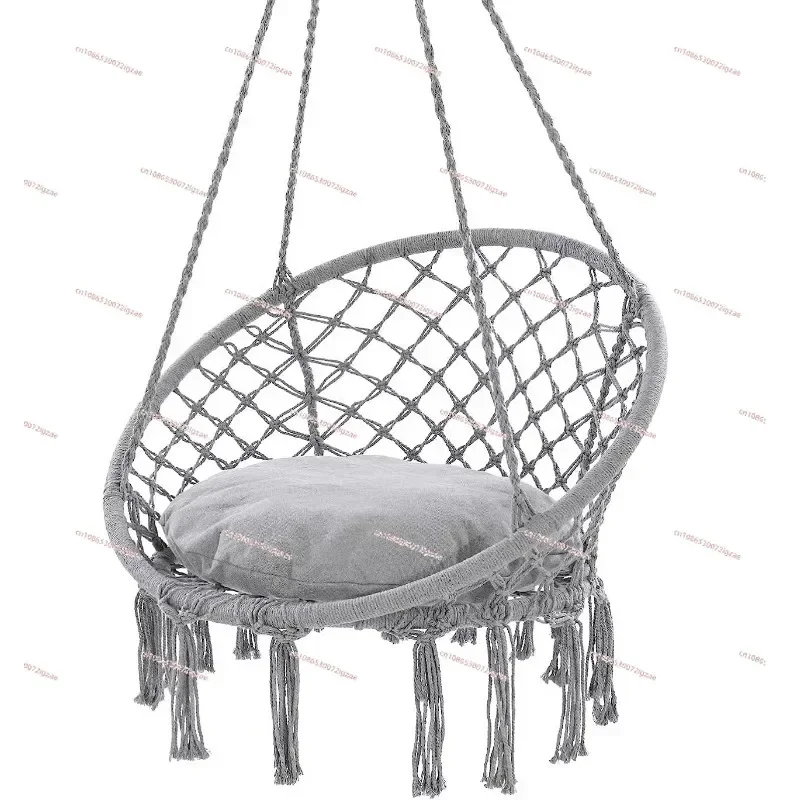 Macrame Hammock Chair with Tassels, Hanging Swing Chair, Max 330 Lbs