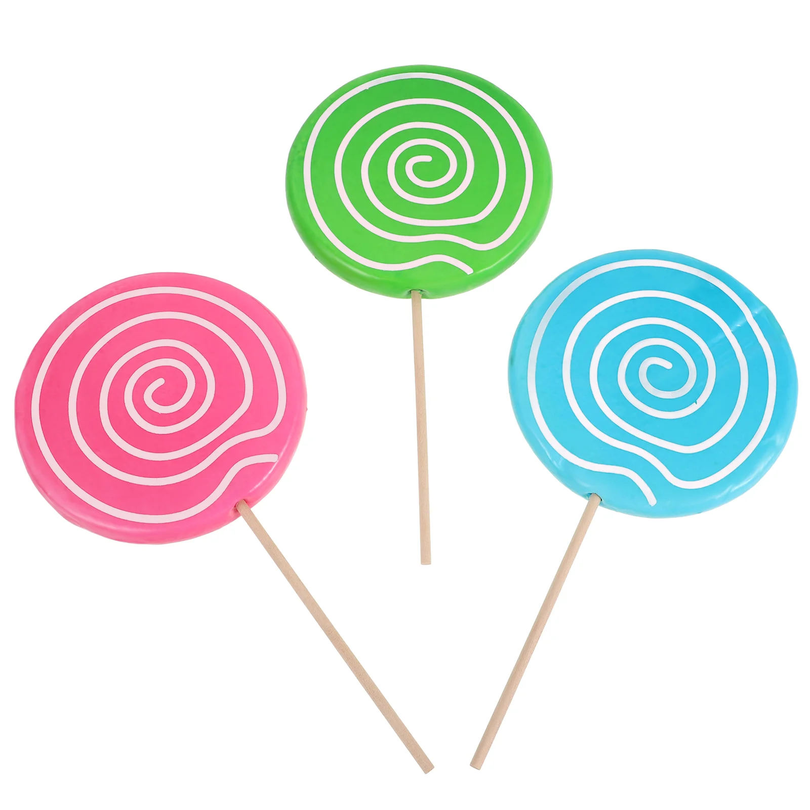 

3 Pcs Model Lollipop Props Child Lollipops Decor Wood Swirl Party Candy Decoration