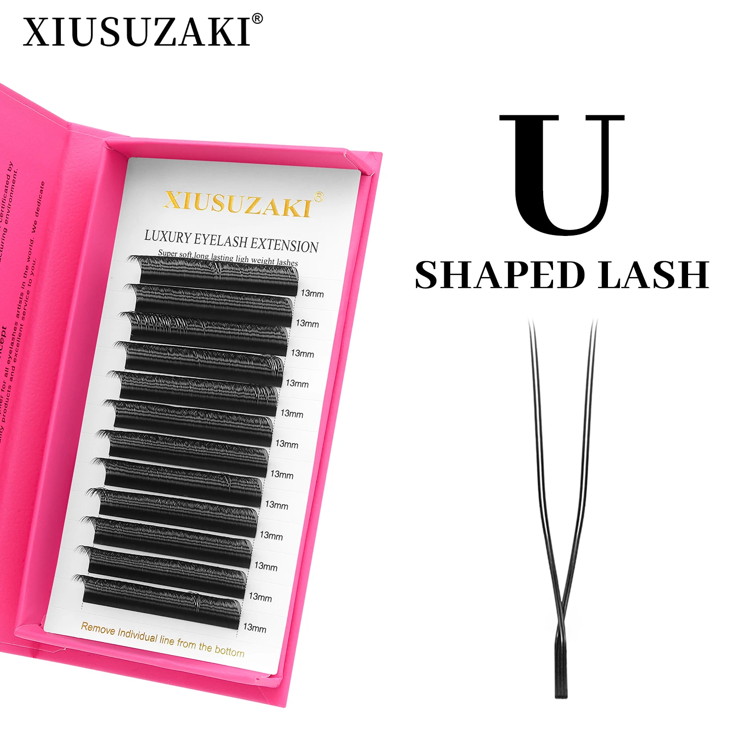 Xiusuzaki em forma de u flores paralelas extensões de cílios macios pontas duplas 2d yy extensão de cílios volume individual cílios postiços